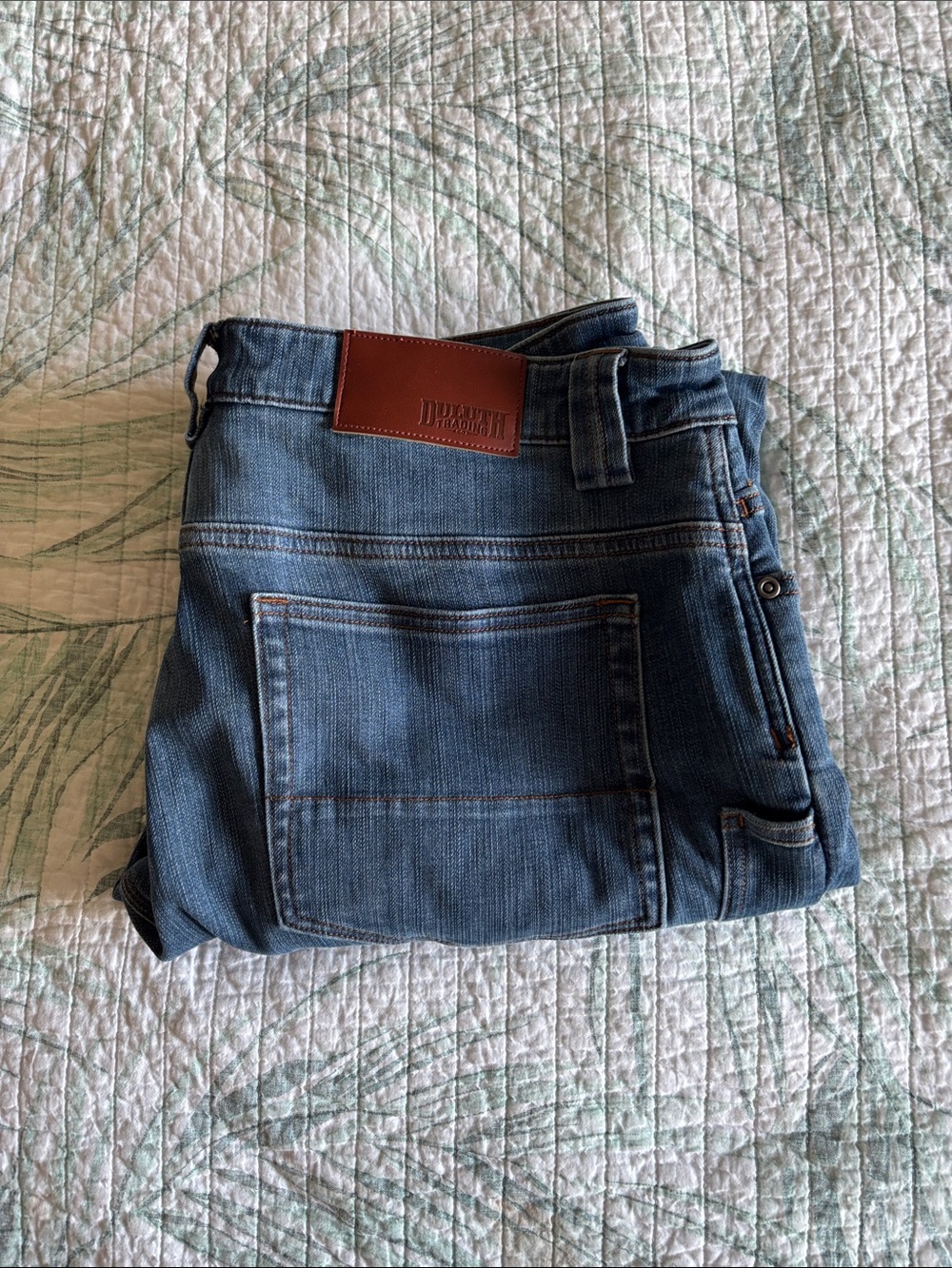 Duluth Trading Co Blue Denim Relaxed Fit Jeans Flannel Lined, 34-32